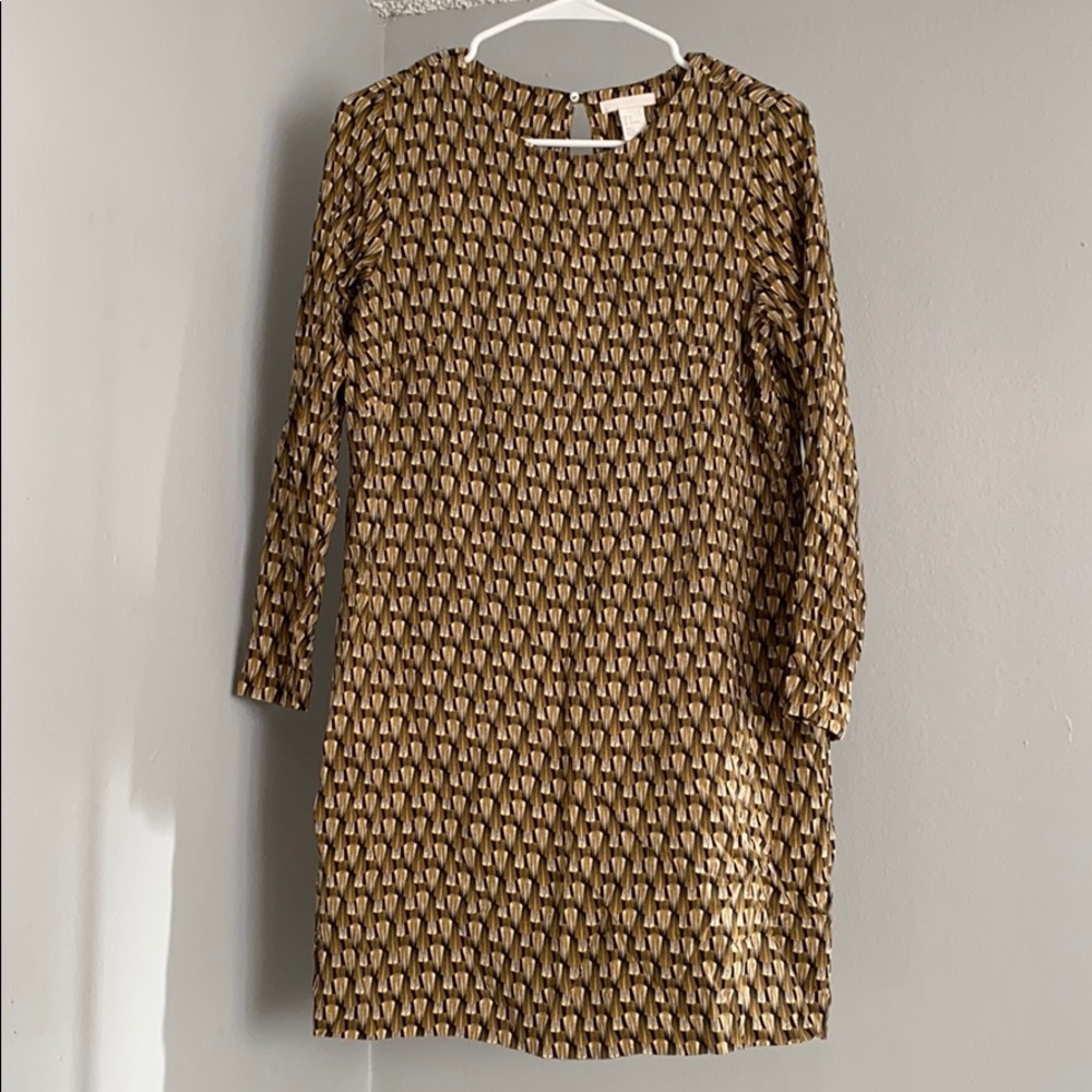 H&M neutral long sleeve mini dress
